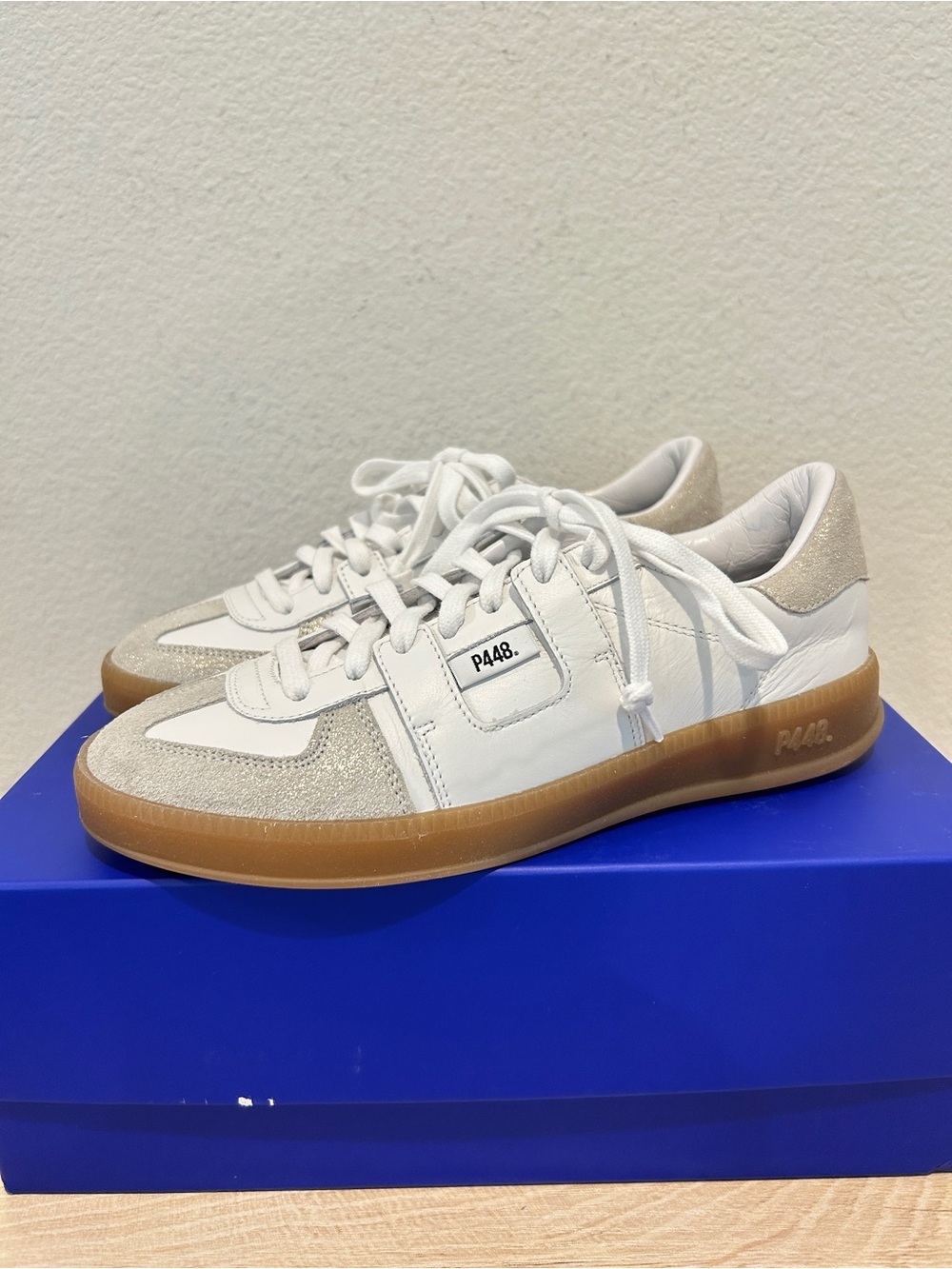 NIB P448 Women's Monza Glitterfine Low Top Sneakers, Size 37, $325 Retail